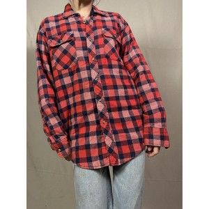 Vintage Northwest Territory Red Plaid Flannel Quilted Lined Shirt Jacket Men L
